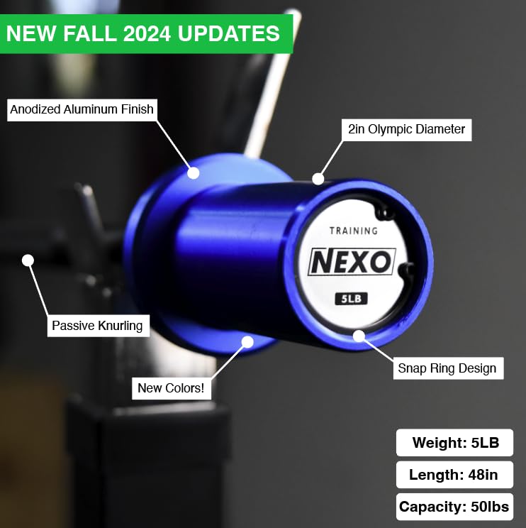 NEXO Kids 5LB Olympic Training Barbell, 5 pounds For Youth or New Weightlifting and Power Lifting (Pink)