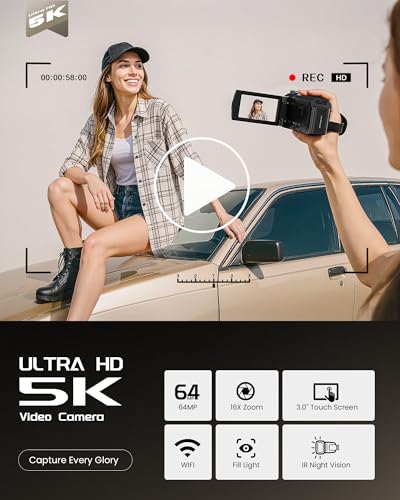 image for BREGOO 5K Video Camera Camcorder, UHD 64MP Vlogging Camera for YouTube