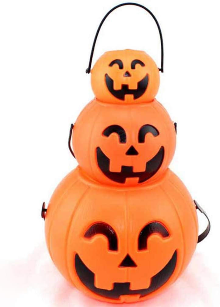 VOSAREA 3pcs Pumpkin Bucket Plastic Portable Halloween Cute Cartoon Candy Holder Decor Props Candy Bucket for Teens Friends Kids