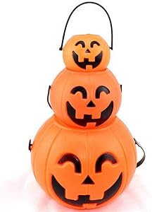 VOSAREA 3pcs Pumpkin Bucket Plastic Portable Halloween Cute Cartoon Candy Holder Decor Props Candy Bucket for Teens Friends Kids