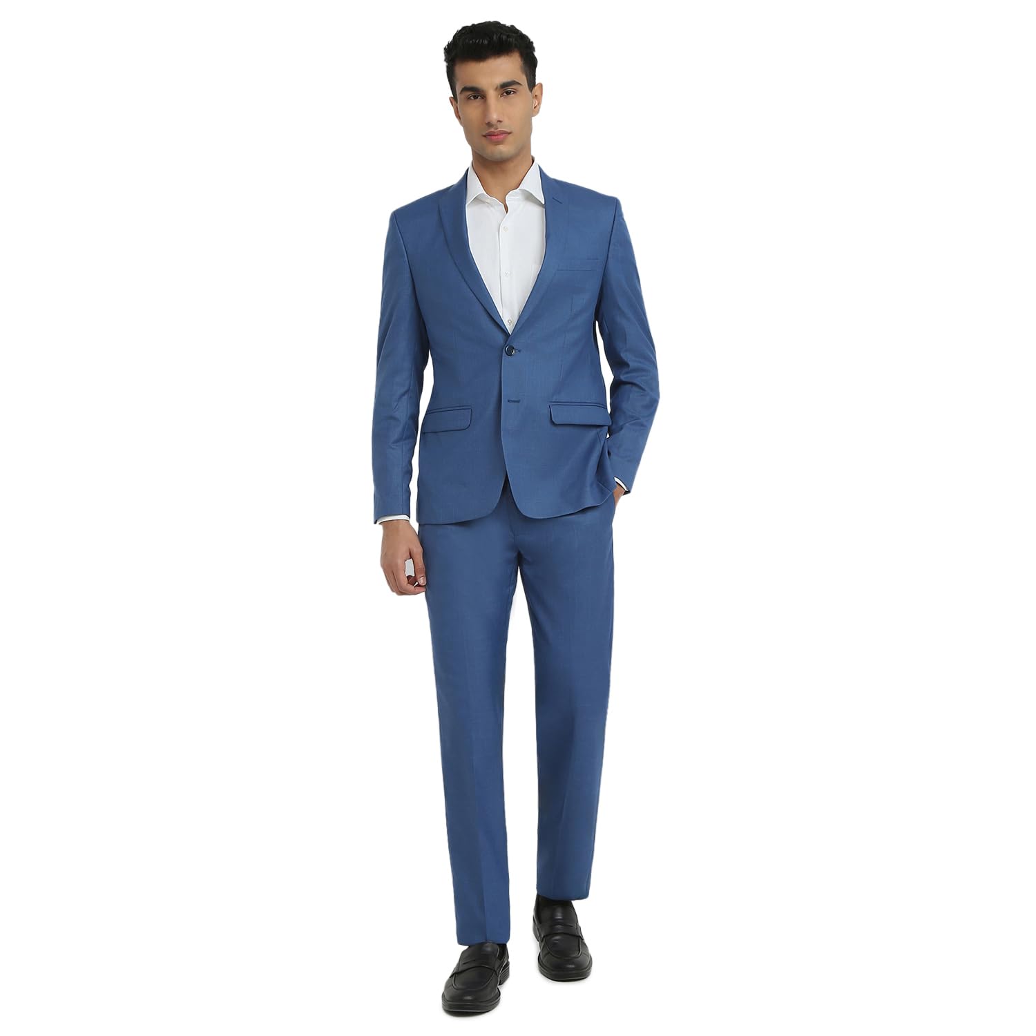 Men Slim Fit Twill Pattern Polyester Blend Notch Lapel Full Sleeve Formal Suit-image-17