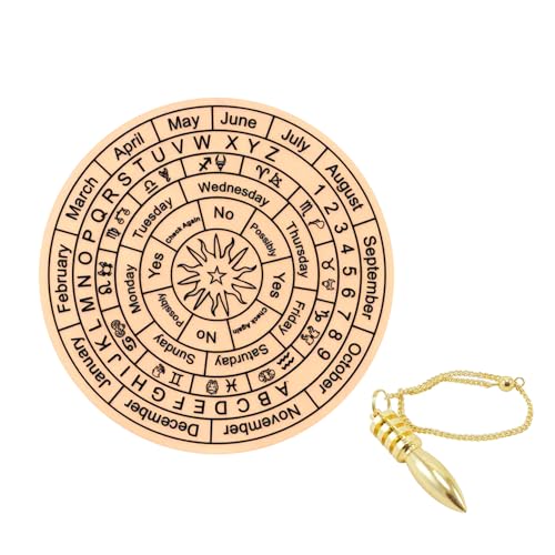 Image of Vastu Brown Dowsing Board | Size- 6inch | Metaphysical Message Board with Brass Pendulum (Pendulum Assorted) Acrylic Divination