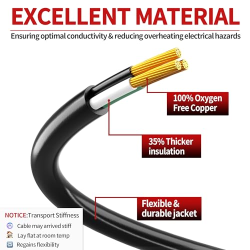 Image of Skrizcable 16 /3 13A 125V 1625W 15 FT Outdoor Extension Cord Waterproof, Weatherproof & Flame Retardant Black 3 Prong Power Cord Outside for Lawn & Garden,125 VAC 16AWG SJTW, ETL Listed