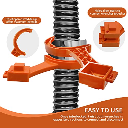 Pftjujudan 2Pc Universal Rv Sewer Hose Wrench,Multi-Purpose Rv Sewer Hose Fitting Wrench,Fits Most 3-Inch And 4-Inch Male/Female Rv Sewer Caps,Rv Sewer Cleanout Plug Cap Wrench, Orange #TOP4