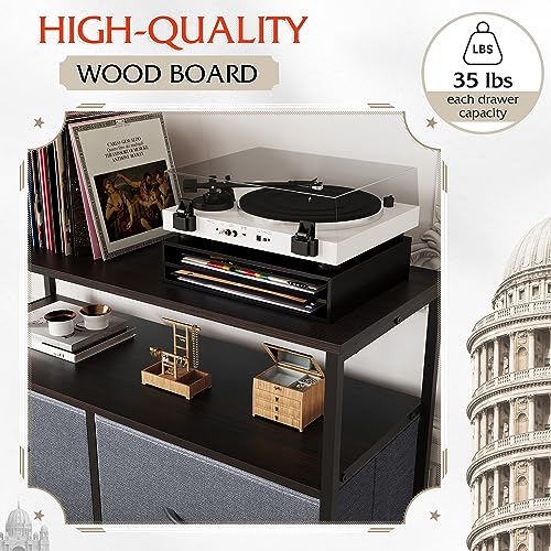 image for WLIVE Fabric Dresser for Bedroom with Open Shelves, Tall Dresser with 