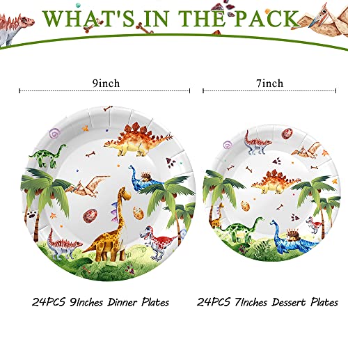 Dinosaur Birthday Party Supplies, Dinosaur Party Decorations, Dinosaur Plates, Birthday Plates, Dinosaur Disposable Plates Set Includes Dinner Plates And Dessert Plates , Serves 24 #TOP1
