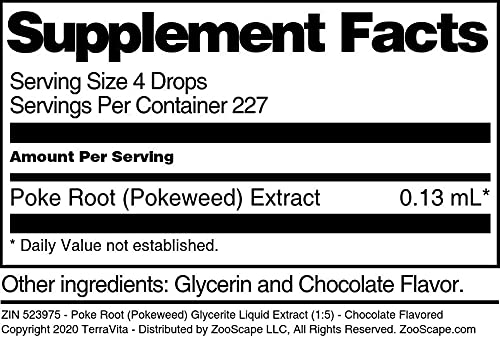 Miniatura 3 de Poke Root (Pokeweed) - Extracto líquido de glicerita (15), sabor a chocolate (1 oz, ZIN 523975), paquete de 2