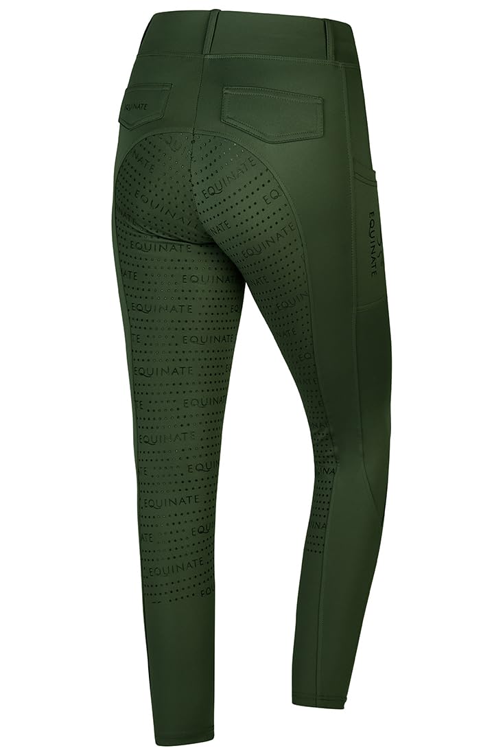 Equinate Leggings de equitación para mujer Myla, cómodos pantalones de equitación con ribete completo, para teléfono móvil y trabillas para cinturón, transpirables, elásticos, antideslizantes
