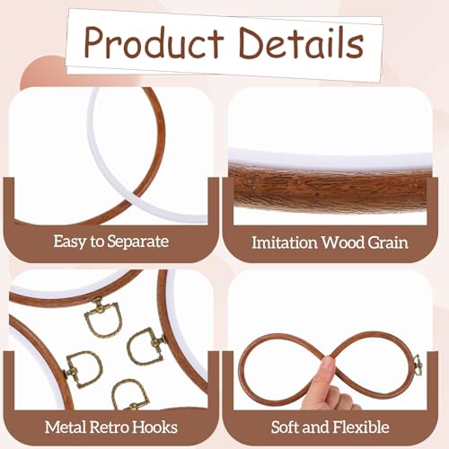 6 PCS Embroidery Hoops Bulk 8 Inch Cross Stitch Hoop Wood Embroidery Hoop Frame, Wooden Circle Ring for Crossstitch Sewing Art Craft DIY Needlepoint Projects - Image 4