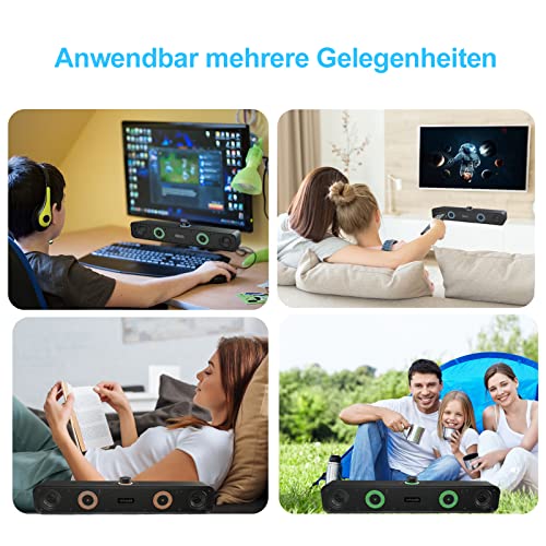 ENUOSUMA PC Lautsprecher, Bluetooth PC Soundbar mit FM Radio, 10W USB Computer Gaming Lautsprecher mit Hi-Fi Sound, PC Speaker Unterstützt AUX/TF Card/U Disk für PC, Desktop, Outdoor (Rechargeable) – Bild 7