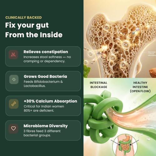 Image of Gutbasket Fiber Boost - 3-Prebiotic Fibre Supplement (Inulin, FOS, Resistant Dextrin) | Grows Good Gut Bacteria | Relieves Constipation | Improves Calcium Absorption | Tasteless, Dissolves Easily | Vegan, Gluten-Free (250g)