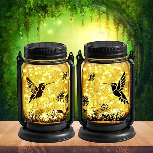 Amazon.com: 2 Pack Outdoor Hanging Solar Lanterns, Hummingbird 