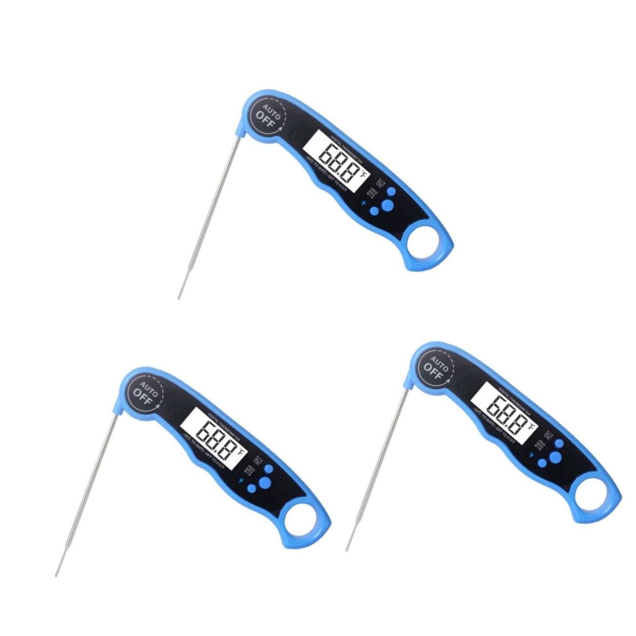 MAGICLULU 3pezzi Termometro Digitale Per Cucina Con Retroilluminazione e Calibrazione Lettura Istantanea Secondi Precisione - Design e Materiale Resistente Blu