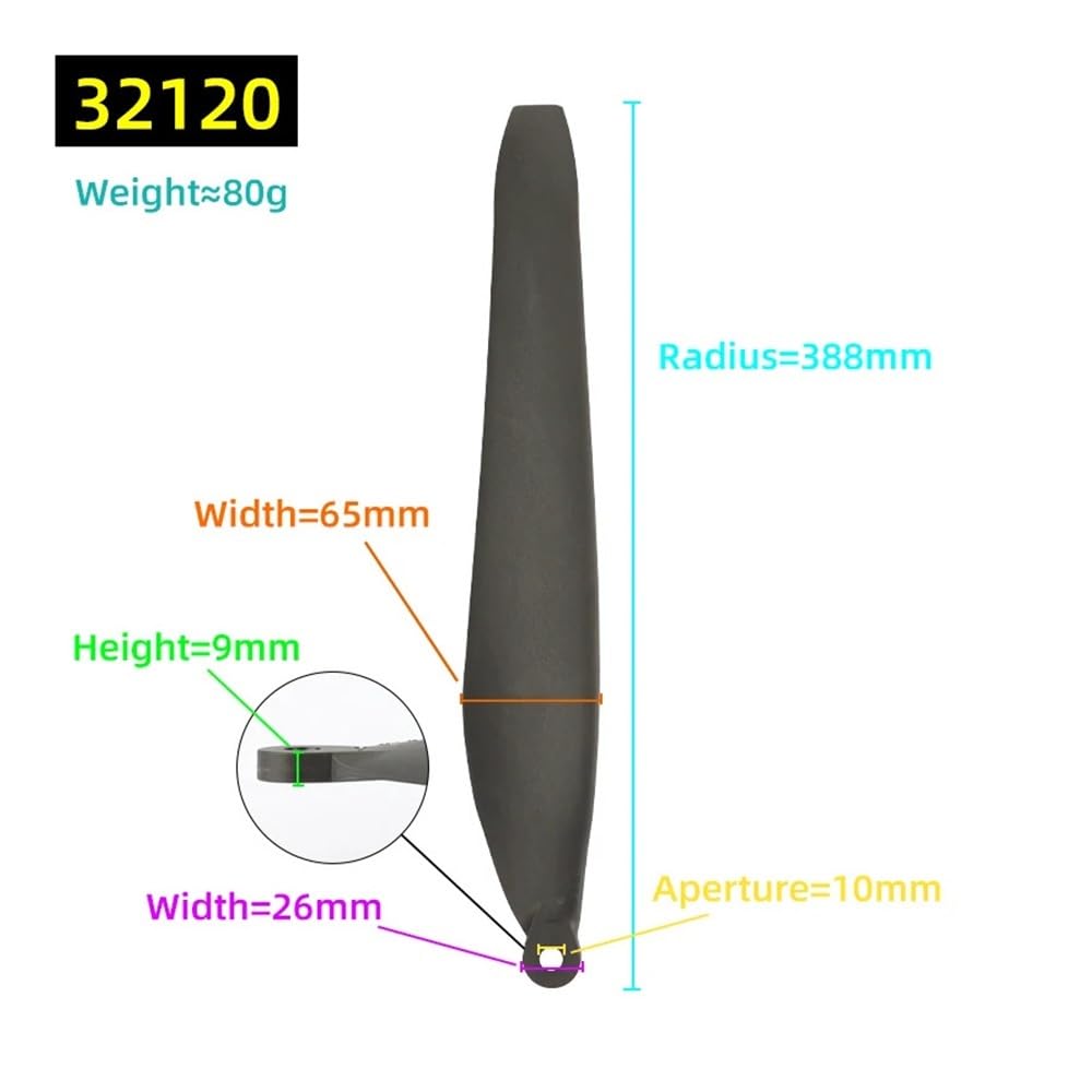 Hélice en Nylon Carbone 32120 for Moteur X8 Plus, hélices Pliables for Drones agricoles, Accessoires(1 Pair)