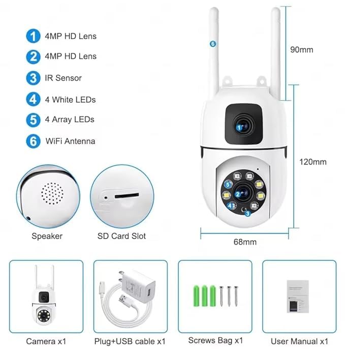 Image of Outdoor Security Camera, WiFi Surveillance Camera with Night Vision, Weatherproof PTZ Camera for Home Security (Wall-Camera-1)