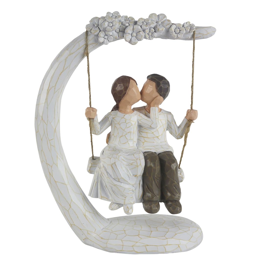 Romantic Couple Figurines in Love, 9" Hand Painted Sweet Loving Together Couple Sculpture Statue to Remember Beautiful Moment