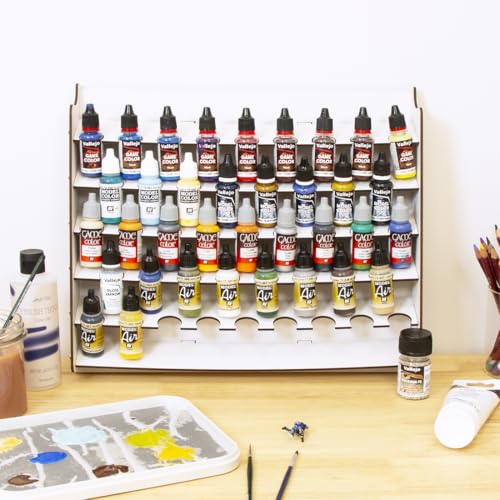 Image of Hartem - Paint Organizer | Wall-Mounted Acrylic Holder for Model Paints & Brushes | Acrylic Paint Rack Stand for Miniature Painting | Holds 43 Bottles 0,57 or 0,60 fl oz