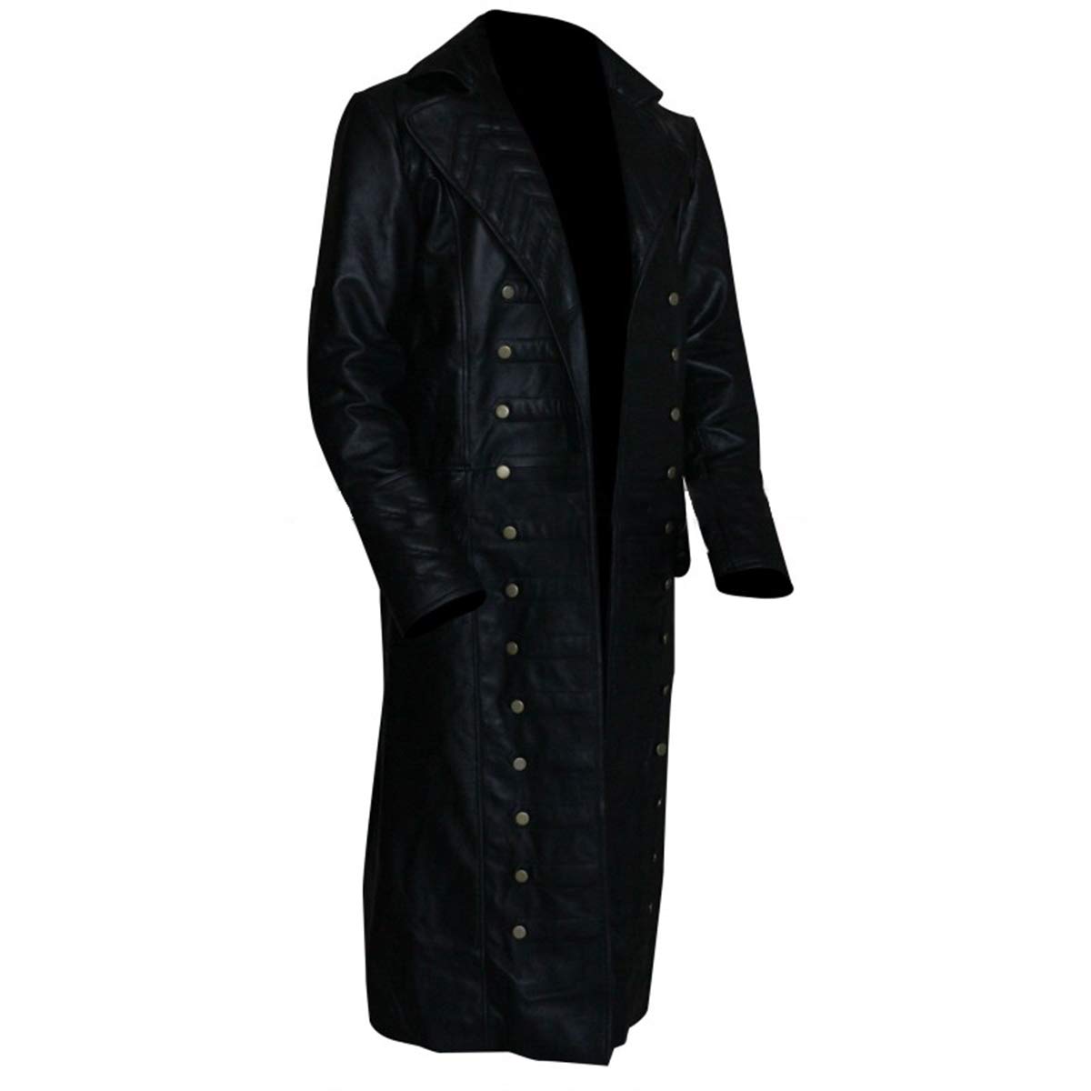 Fashion_First Disfraz de Pirata de Halloween para Hombre, colección de Ropa de Piel/Lana Negro D1 Black Pirate Coat Real Leather 3XL