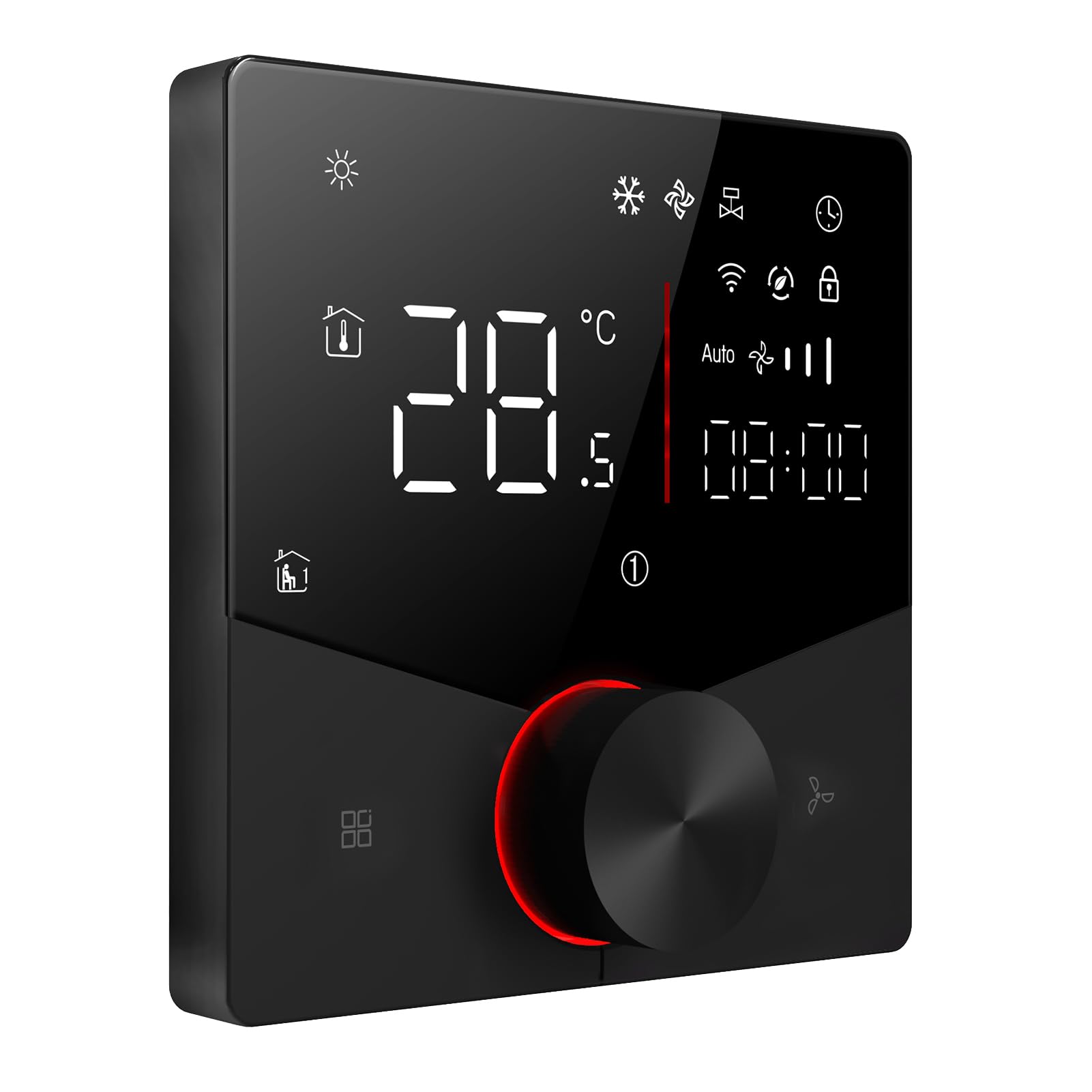 Sxhlseller 2-rurowy Regulator Temperatury Klimatyzatora Stylowa i Smukła Konstrukcja z Pokrętłem LED i Dwukolorowym Wyświetlaczem, Zakres Regulacji Temperatury 5–35 ℃ Zapewniający łatwą obsługę i