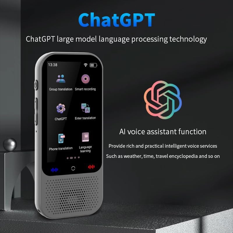 Appareil De Traducteur De Langue, Plus De 138 Langues En Temps Réel, Pas Besoin De Wi-Fi, Traduction Instantanée De L'IA, Appareil De Traduction Photo/voix/enregistrement Hors Ligne Pour