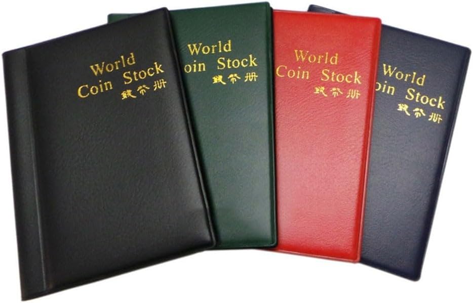 120-Pocket Coin Album Book Storage & Display – Portable 150 x 110mm Organizer with 28mm Diameter Pockets, Red/Blue/Black/Dark Green(black)