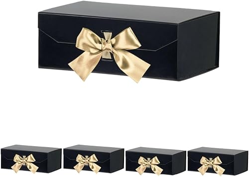 Miniatura 40 de Caja de regalo negra grande, 12 x 8 x 4.5 pulgadas, caja de regalo negra grande con tapa de cierre magnético, caja de propuesta de dama de honor,