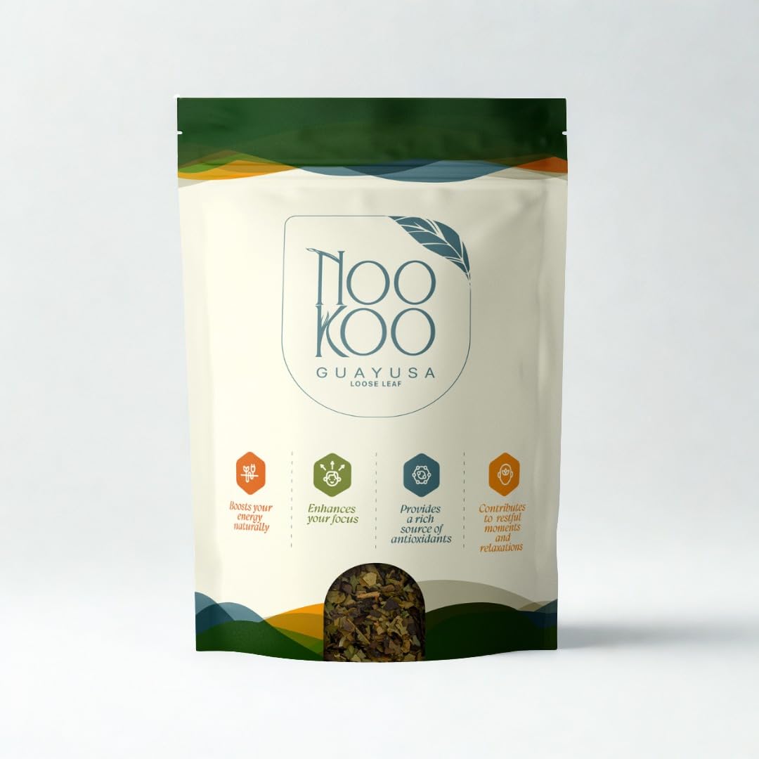 NooKoo Guayusa Loose Leaf Tea – 32oz Organic Caffeine Boost | Smooth, Jitter-Free Energy Alternative to Coffee | Antioxidant Herbal Tea for Focus &
