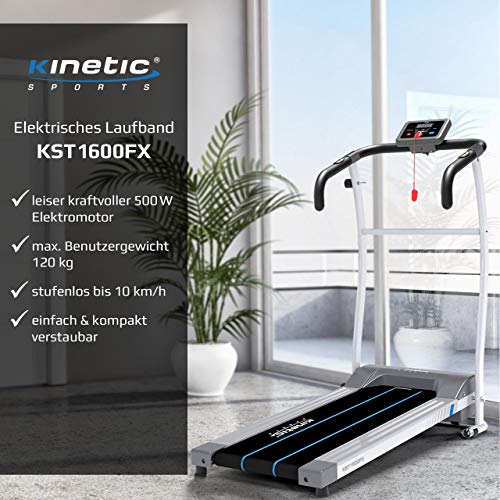 Kinetic Sports KST1600 Laufband klappbar 500 Watt leiser Elektromotor, Trainingscomputer, GEH- und Lauftraining… – Bild 3