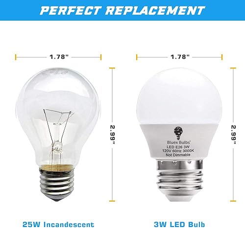 Miniatura 3 de BlueX - Paquete de 8 bombillas LED G14 de 3 W 4000 K blanco frío, equivalente a 25 W, base E26 de 120 V, bombillas pequeñas de noche para