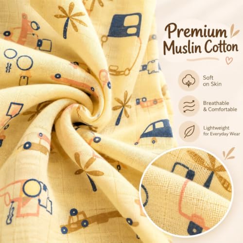 Image of Lilimi Toddler Baby Girl Cotton Muslin Dress, Breathable Flutter Sleeve Button-Front Cute Frocks