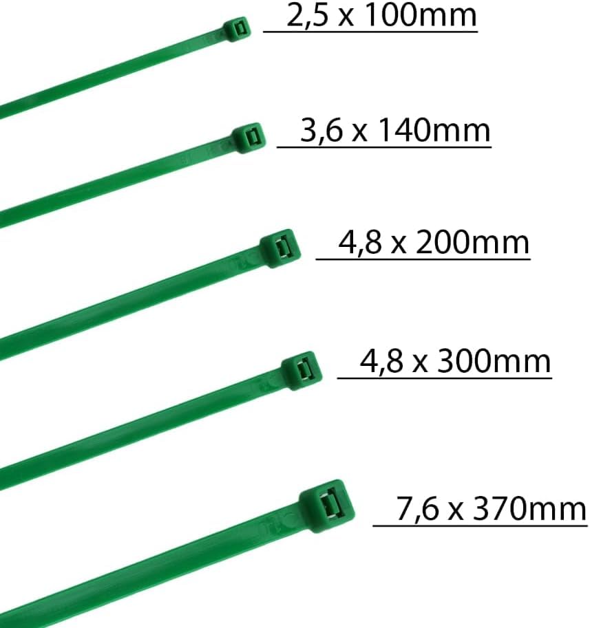 Secure Cable Ties 8 Inch Green Standard Nylon Cable Tie - 100 Pack - View #2