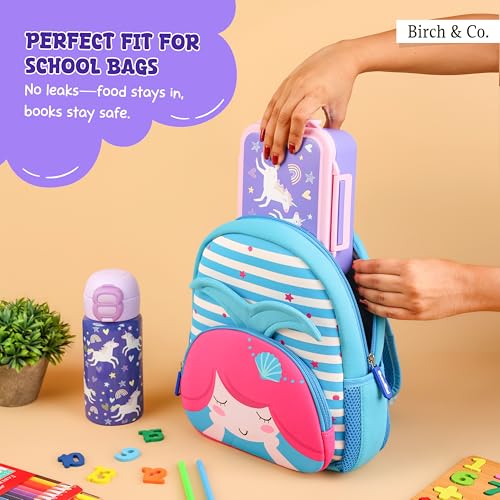Image of Tiffin Box for School - Lunch Box for Kids Boys - Snacks Boxes for Girls - 900 ml Stainless Steel Tiffin Box, Leak-Proof 4-Side Locks, BPA-Free Food-Grade Material with Removable Divider, Unicorn