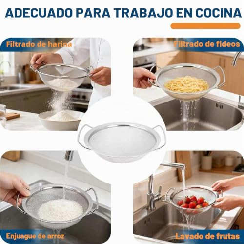 Miniatura 2 de Yonality Juego De 2 Coladores De Cocina Perforados De Acero Inoxidable, Ø 20 Cm Y 16 Con 2 Asas, Colador Microperforado, Para Pasta, Verduras, Frutas, Arroz, Fácil De Limpiar Lavavajillas