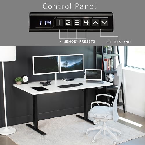 Image of VIVO Electric 71 x 30 in Standing Desk, Memory Height Adjustment, 1B Series, Holds 220 lbs, White Top Black Frame, DESK-KIT-1B7W