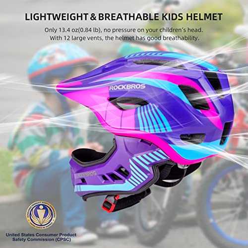 ROCKBROS Kids Full Face Bike Helmet Lightweight Detachable MTB Helmet - image 2