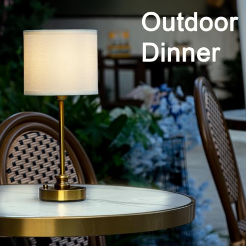 Heqet 029 Cordless Table Lamp,Small Gold Portable Rechargeable Lamp, 2-Level Brightness, Patio Table Lamp, Livingroom,Bedroom, Dining Table,Ambient Light For Kitchen, Antique thumb #3