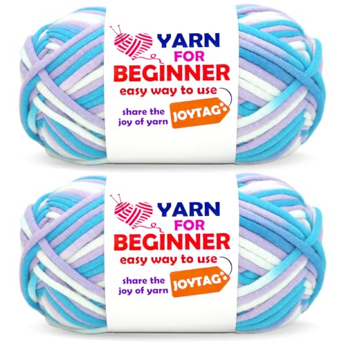 Image of 2 * 50g Rainbow Beginner Crochet Yarn for Crocheting and Knitting Multicolor Cotton Crochet Yarn for Beginners(Purple White Blue)