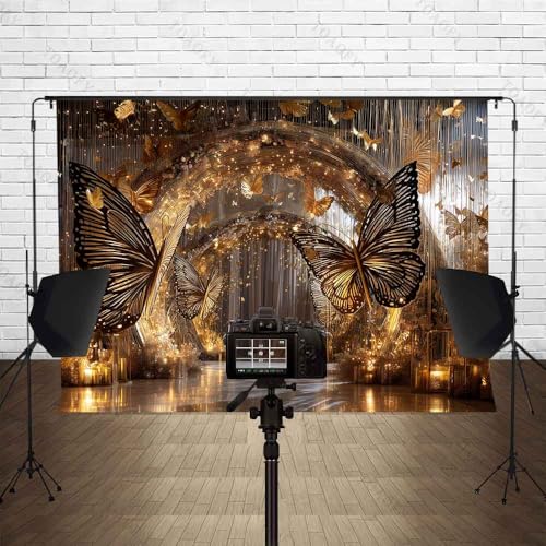 Fondo fotográfico mariposa dorada 7x5 ft miniatura 5