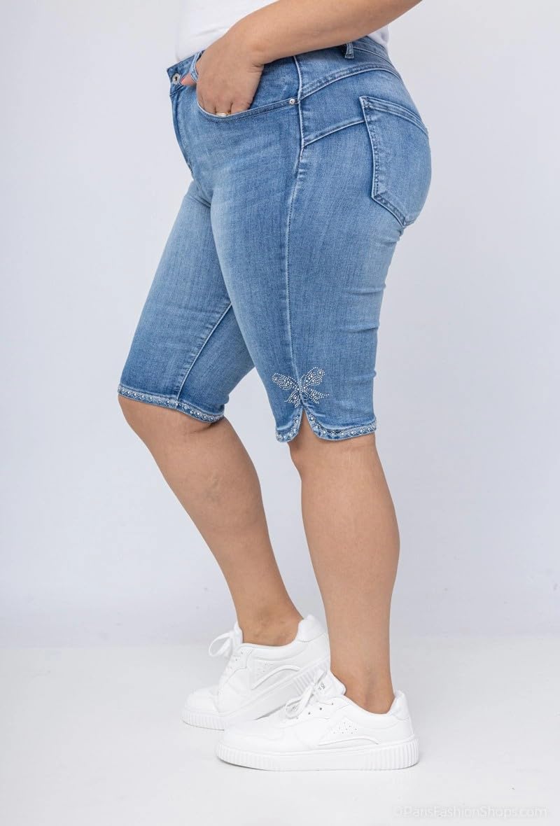 Mujer de Talla Grande Bermudas Vaqueras - Cintura Alta, Estilo Crop, Elegantes y Confortables