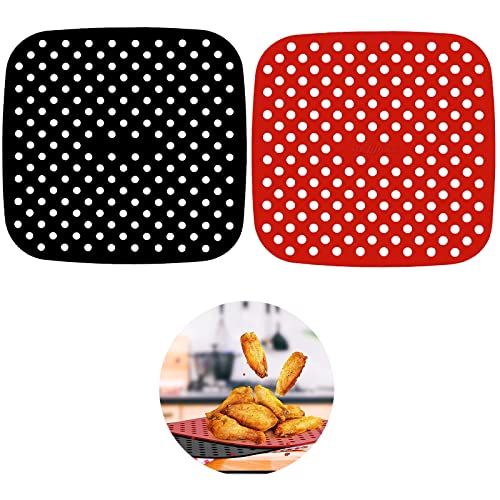 2 Pièces Tapis De Friteuse À Air Réutilisables Revêtement De Friteuse À Air Perforé Papier Cuisson Perforé Air Fryer Pour friteuse à air, cuiseur vapeur, micro-ondes, pâtisserie, cuisson vapeur Cover