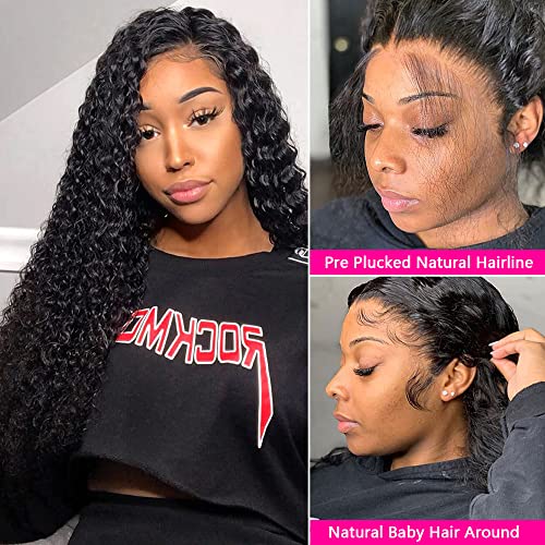 Image of bangjazz Water Wave Lace Front Wigs Human Hair Brazilian 180% Density Virgin Hair Wear and Go Glueless Wig 4X4 Lace Closure Wigs for Black Women Pre Plucked with Baby Hair Natural Color 26 Inch