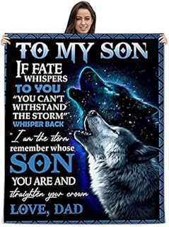 Personalized Message Blanket, To My Son From Dad Letter Quilt Blankets Love Encourage Postcard Mail Flannel Blanket, Best Gifts for Birthday Graduation Christmas