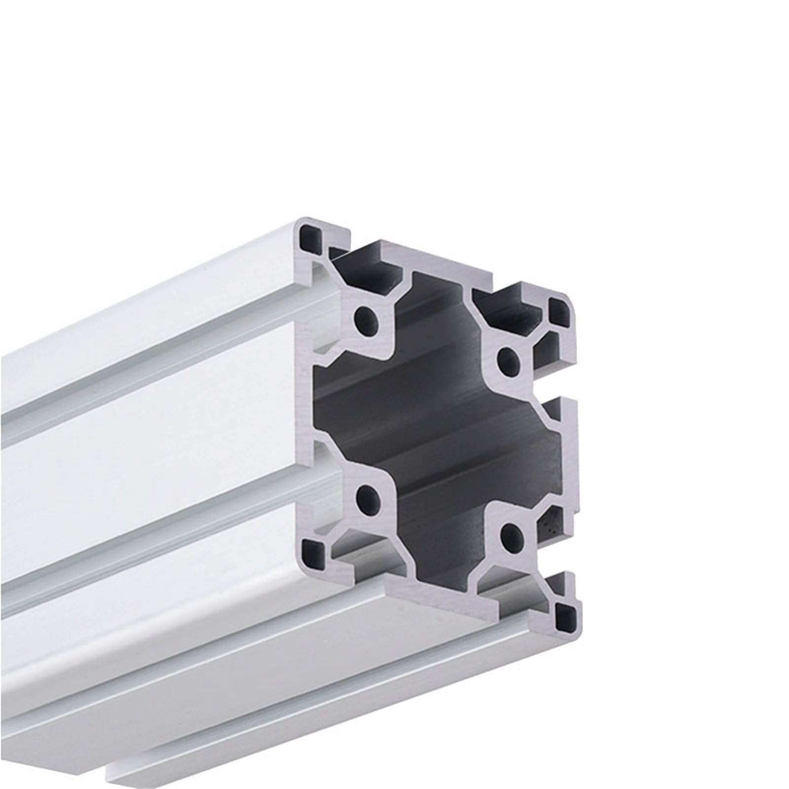 Perfil de extrusión de aluminio 8080 for cargas pesadas, 80 x 80 mm, estructura de columna cuadrada for líneas transportadoras de estaciones de trabajo industriales. Borde
