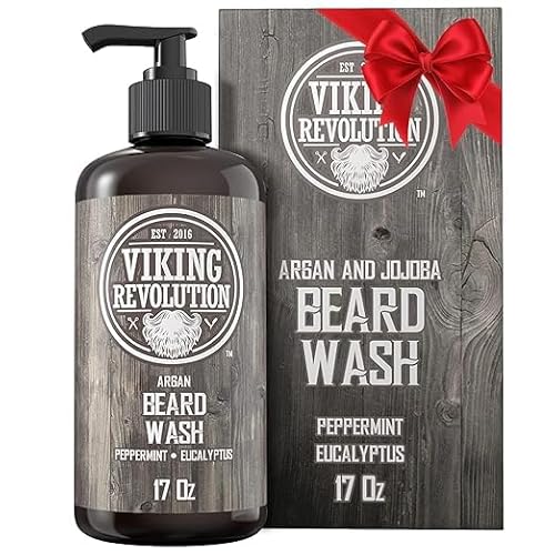 Viking Revolution - Shampoo Barba - Bagnoschiuma Naturale con Olio di Argan & Jojoba - Ammorbidisce e Rafforza - Menta piperita ed Eucalipto - 500 ml