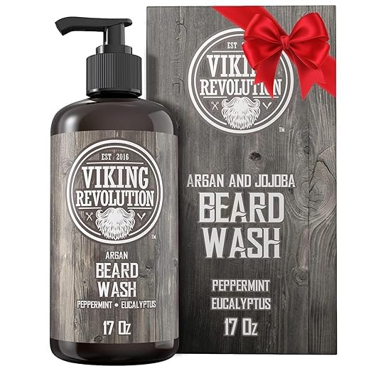 Viking Revolution - Shampoo Barba - Bagnoschiuma Naturale con Olio di Argan & Jojoba - Ammorbidisce e Rafforza - Menta piperita ed Eucalipto - 500 ml