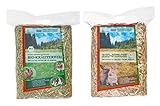 * Optimaler Rohfaseranteil Heu-Heinrich® 3 x 1kg Bio - Bergwiesen - Kräuterheu + 3 x 1kg Bio - Stroh aus dem Naturpark Thüringer Wald - Heu für Kaninchen Nager und Co