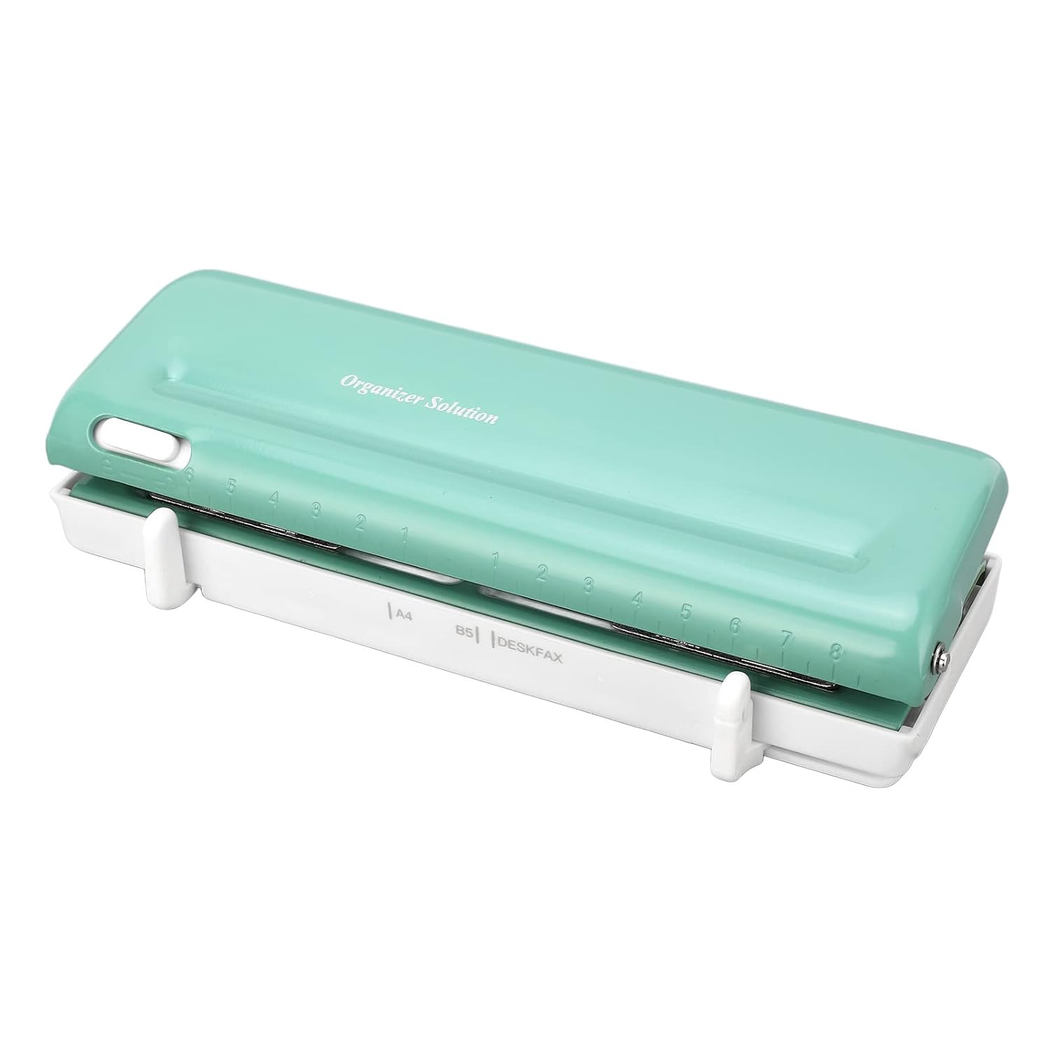 6穴ペーパーパンチャー 間隔調整可能、A4 A5 B5 A6 A7用プランナーホールパンチャー、プラスチックトレイ付きデスクトップパ