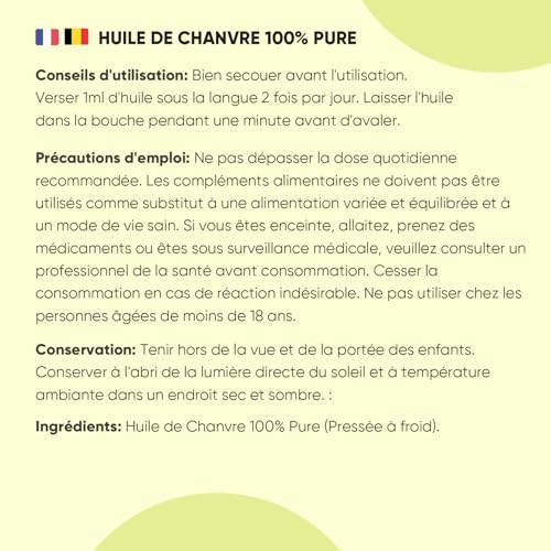 Huile de Graines de Chanvre 60ml 60000mg - Graines de Chanvre, Source d'Acides Gras Essentiels Oméga 3 6 9, Gouttes Omega 3 Vegan Hemp Seed Oil Pressée à Froid et Multi Usage – Image 5