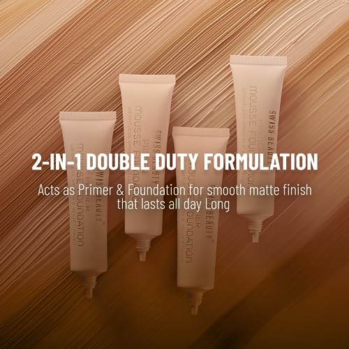 SWISS BEAUTY Primer Mousse Foundation Weightless Smooth & Velvet Touch, Face MakeUp, White, 30ml - Image 3