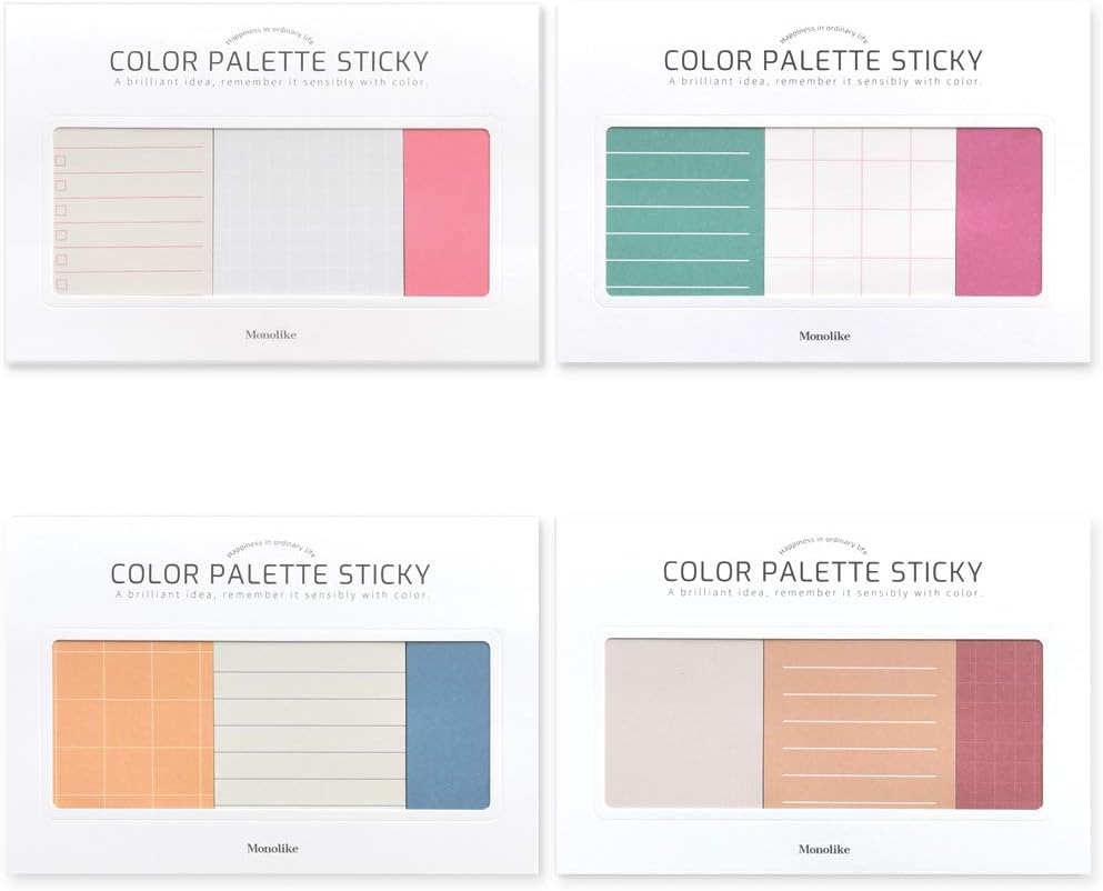 Monolike Color Palette Sticky Plan 300 B Set 4p - Self-Adhesive Memo Pad 50 Sheets